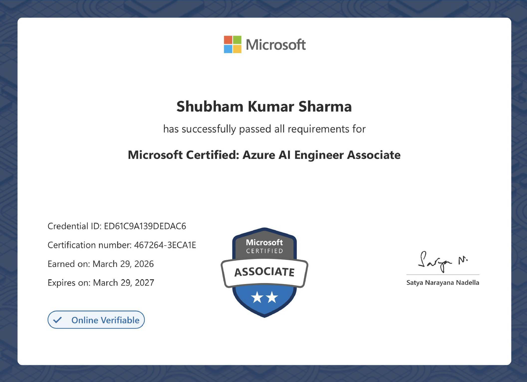Microsoft Certified: Azure AI Engineer Associate